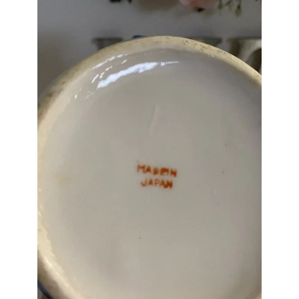 1950's Vintage Japanese Porcelain Lusterware 2 Piece Tea Set Floral Design Great